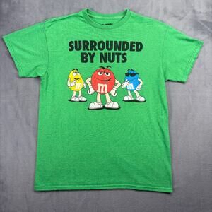 "Surrounded by Nuts" T-Shirt Mens Medium Green Graphic Print Candy M&M's Brand